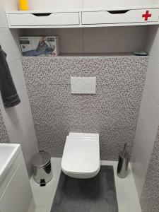 Kúpeľňa v ubytovaní DISZTINGVÁLT Apartman, free garage