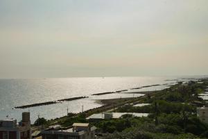 a view of the ocean with a beach and buildings at 緩慢大鵬灣 in Donggang