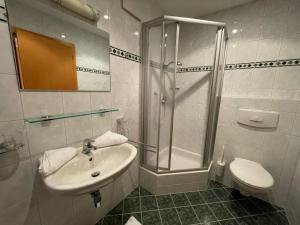 a bathroom with a shower and a sink and a toilet at Apartment Kathrein - ISL505 by Interhome in Ischgl