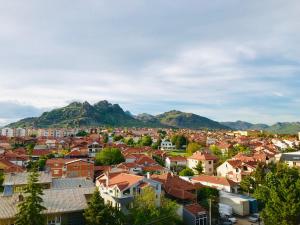 a city with houses and mountains in the background at The Sunshine apartment in Prilep