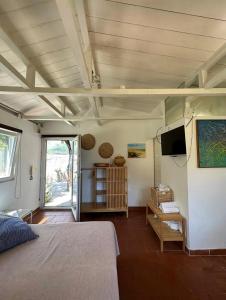 a bedroom with a bed and a flat screen tv at Depandance Casa Paolina in Capri
