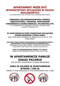 a flyer with a list of different types of signs at Apartament Vincent in Toruń