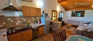 a kitchen and living room with a couch and a table at Family*** in Selce