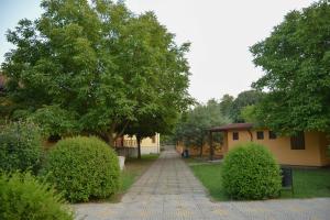 a walkway in a yard with trees and a building at Village of Peace - House 38 in Shkodër