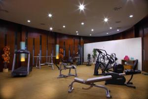 a gym with several exercise equipment in a room at The Mirador Andheri East in Mumbai