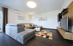 een woonkamer met een bank en een flatscreen-tv bij Villa Nerina in Nin