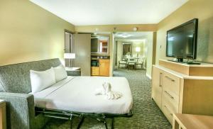 a hotel room with a bed and a television at DoubleTree by Hilton Virginia Beach in Virginia Beach