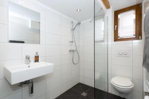莫尔济讷Hideout Hostel的带水槽和马桶的白色浴室