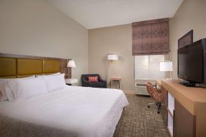 a hotel room with a bed and a flat screen tv at Hampton Inn Phoenix/Anthem in Anthem