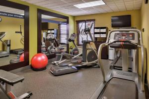 a gym with treadmills and cardio equipment in a room at Hampton Inn Raleigh Clayton I-40 Garner in Garner