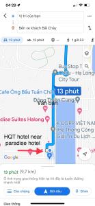 une capture d'écran d'un écran de téléphone portable avec une carte dans l'établissement Tuần Châu HQT, à Hạ Long