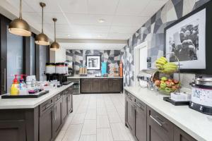 a large kitchen with a counter with fruit on it at Hampton Inn & Suites Reno/Sparks in Reno