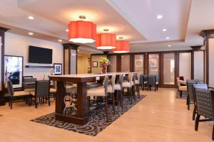 a large dining room with a long table and chairs at Hampton Inn Rome in Rome