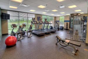 a gym with treadmills and machines in a room at Hampton Inn & Suites Rochester/Henrietta in Rochester
