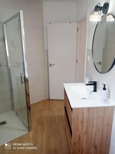 een badkamer met een wastafel en een spiegel bij Piso a 5 min de la Alhambra in Granada
