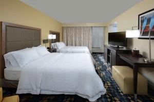 ein Hotelzimmer mit 2 Betten und einem TV in der Unterkunft Hampton Inn Roxboro in Roxboro