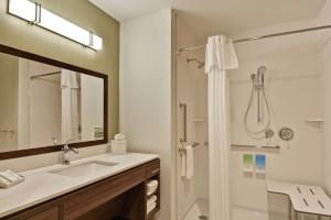 罗切斯特Home2 Suites by Hilton Rochester Mayo Clinic Area的带水槽和淋浴的浴室