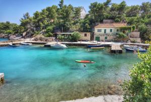 Vrbanj的住宿－Holiday Hvar，一群船在水体中