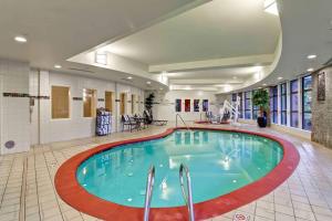 伊瑟闊的住宿－西雅圖/伊薩誇希爾頓花園酒店，在酒店房间的一个大型游泳池