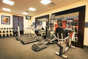 a gym with treadmills and ellipticals in a room at Hampton Inn Washington-Dulles International Airport South in Chantilly