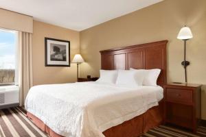a hotel room with a bed and a window at Hampton Inn Washington-Dulles International Airport South in Chantilly