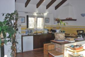 eine Küche mit einem Waschbecken und einer Theke in einem Zimmer in der Unterkunft El Mirador in Jimena de la Frontera