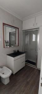 a bathroom with a sink and a toilet and a shower at Piley apartamento en vila-real in Villareal