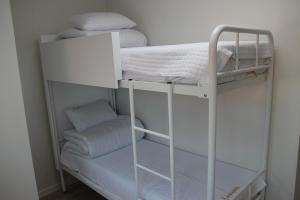 a white bunk bed with white sheets and pillows at Starhostel Dongdaemun Suite in Seoul