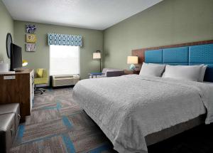 Habitación de hotel con cama y TV en Hampton Inn Covington/Mandeville, en Covington