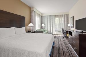 a hotel room with a large bed and a television at Hampton Inn & Suites Mountain View in Mountain View +29 photos