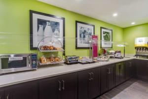 una cocina con una encimera con aasteryasteryasteryasteryasteryasteryasteryasteryasteryasteryasteryastery en Hampton Inn Norcross, en Norcross