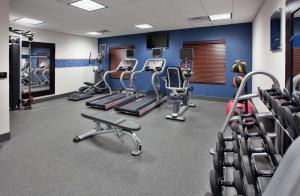 a gym with several treadmills and cardio machines at Hampton Inn & Suites Dickinson ND in Dickinson