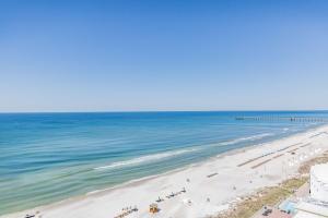 a view of a beach with people and the ocean at Hampton Inn & Suites Panama City Beach-Beachfront in Panama City Beach