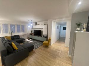 uma sala de estar com um sofá e uma televisão em Big flat Brest em Brest