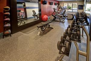 - une salle de sport avec plusieurs tapis de course et un miroir dans l'établissement Hampton Inn Cookeville, à Cookeville