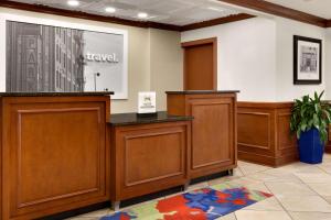 a courtroom with wooden paneling and a large screen at Hampton Inn Columbia-Downtown Historic District in Columbia