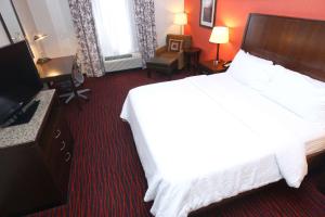 a hotel room with a bed and a television at Hilton Garden Inn Clifton Park in Clifton Park