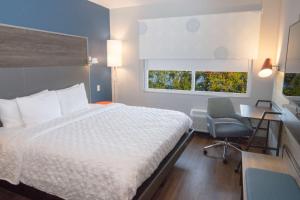 een slaapkamer met een bed, een bureau en een stoel bij Tru By Hilton Norfolk Airport, Va in Virginia Beach