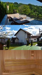 dos fotos de una casa y una pista de tenis en DREAM HOUSE Lis, 