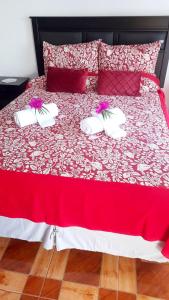 Uma cama ou camas num quarto em Hostal Makohe Rapa Nui