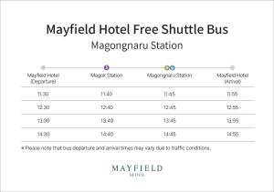 a screenshot of aatemled hotel free shuttle bus screenshot at Mayfield Hotel Seoul in Seoul