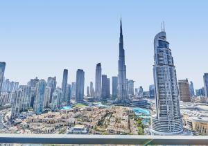 Nespecifikovaný výhled na destinaci Dubaj nebo výhled na město při pohledu z apartmánu