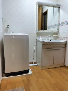 uma casa de banho com um lavatório e um espelho em 江戸川House（小岩车站400米一户建） em Tóquio