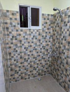 een badkamer met een douche en een raam bij Oviedo Pedernales, Casa Lolón 