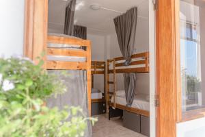a room with two bunk beds and a window at Ocean Nomads Coworking in Arona