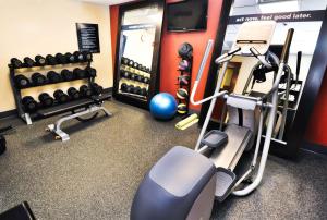 a fitness room with a treadmill and weights at Hampton Inn Carrollton KY in Carrollton