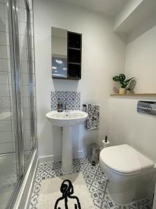 een badkamer met een wastafel en een toilet bij Merryfield Lodge in Kent