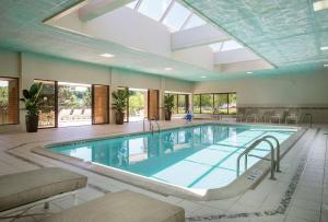 una gran piscina con un tragaluz grande en DoubleTree by Hilton Lisle Naperville, en Lisle