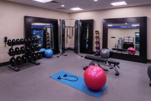 a gym with exercise equipment and a red ball on the floor at Hampton Inn & Suites Atlanta/Marietta in Marietta