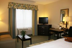 a hotel room with a bed and a television at Hampton Inn Alpine in Alpine